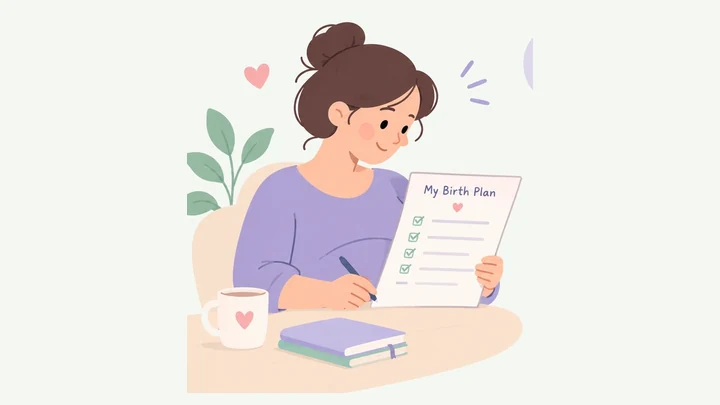 Woman writing a birth plan checklist