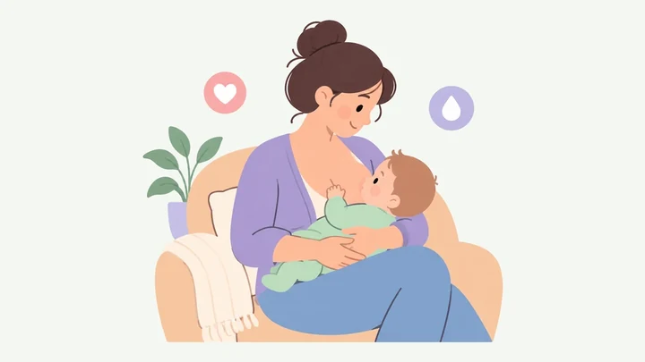 Parent breastfeeding their baby in a chair